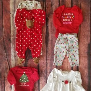 Baby girl Christmas 6 piece bundle 0 to 6 months